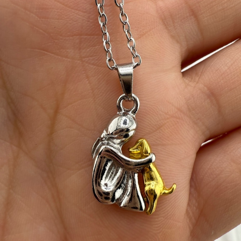 Dog love stailness steel Two-Tone Pendant Necklace adjustable